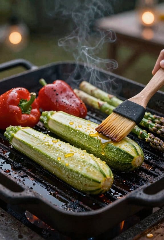 brush vegetables with olive oil