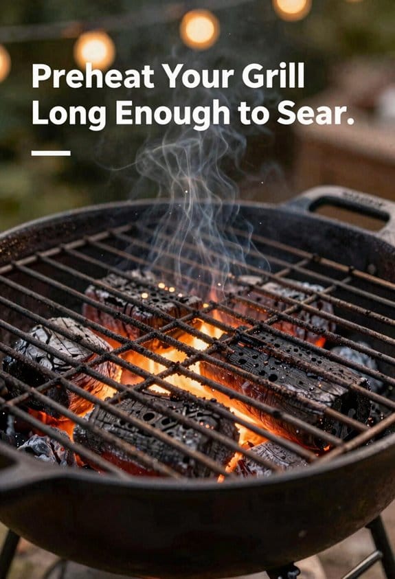 preheat grill thoroughly for searing