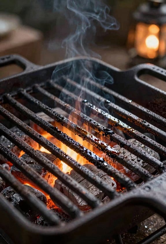 season hot grates with oil